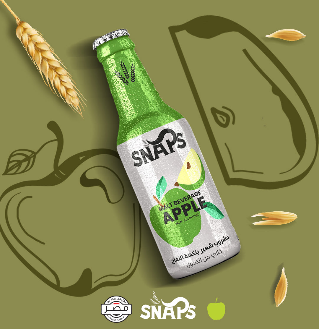 Snaps Non-Alcoholic Malt Drink Apple Flavor (250 ml) - Made in Egypt